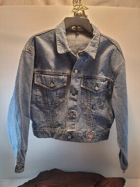 Vtg Guess Short Crop Jean Jacket